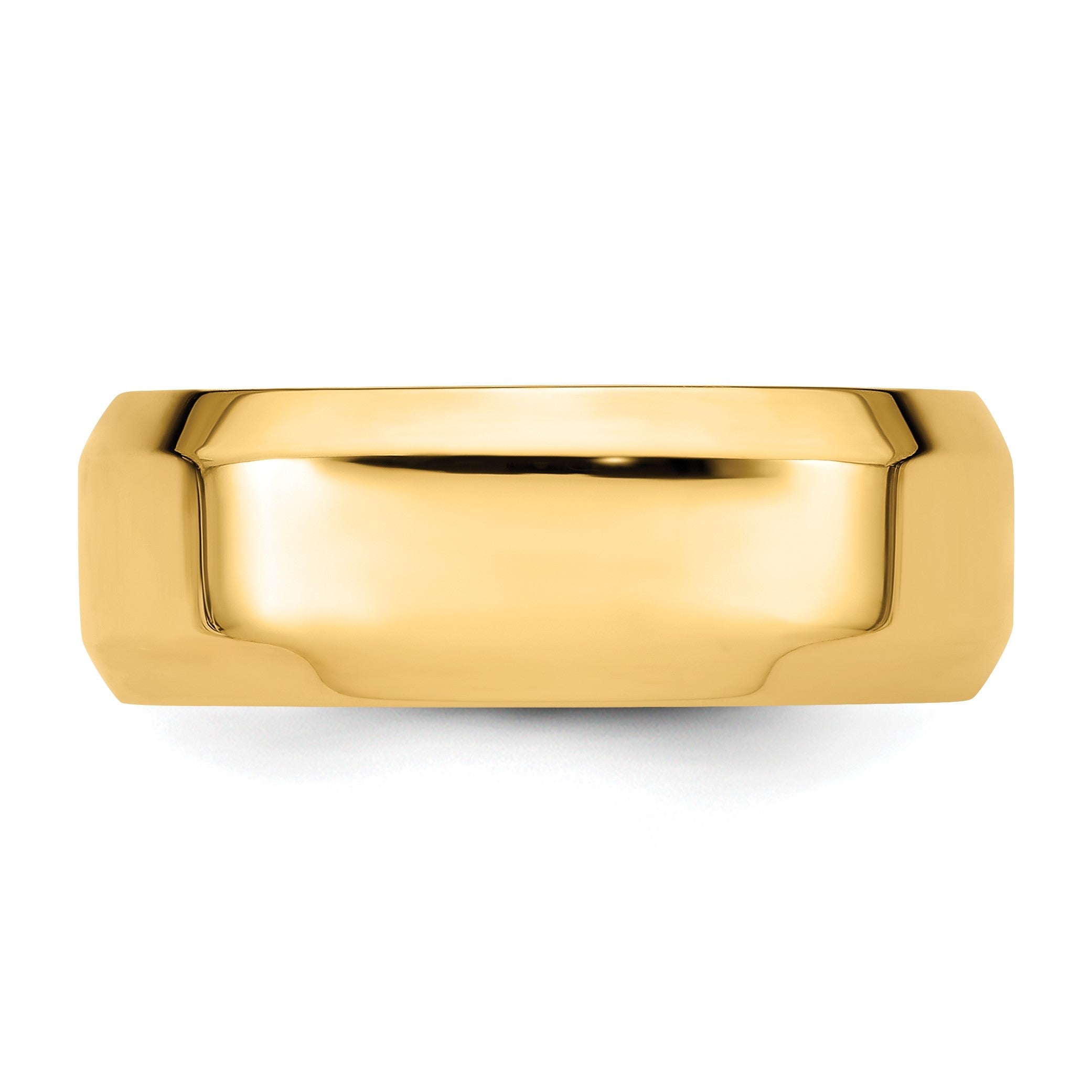 14K Gelbgold 8 mm Ehering mit abgeschrägter Kante und Komfort-Passform