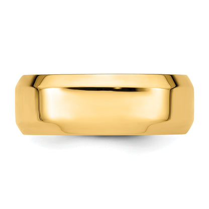 14K Gelbgold 8 mm Ehering mit abgeschrägter Kante und Komfort-Passform