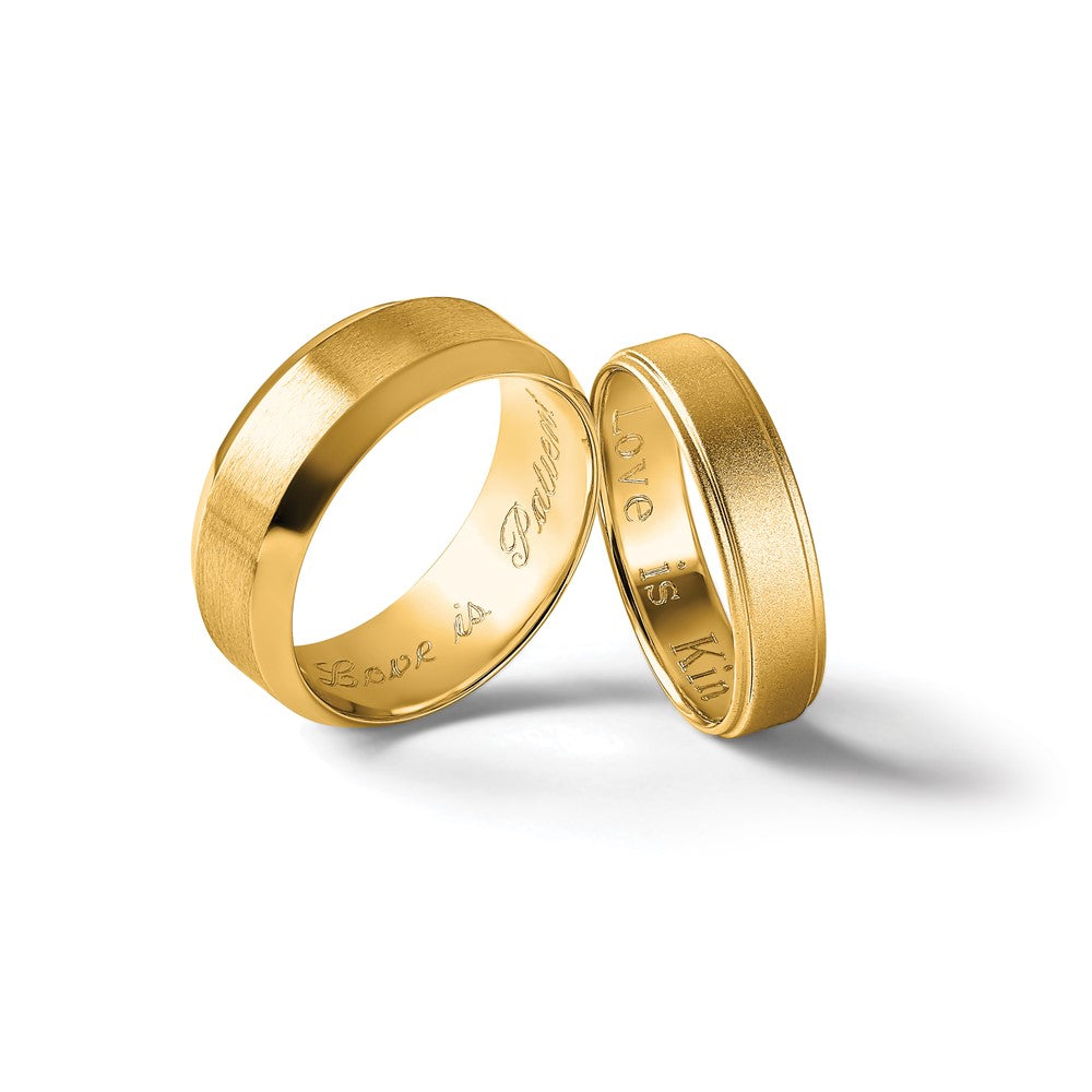 14K Gelbgold 8 mm Ehering mit abgeschrägter Kante und Komfort-Passform