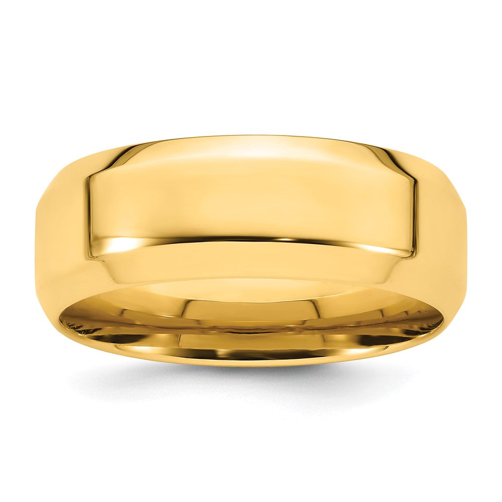 14K Gelbgold 8 mm Ehering mit abgeschrägter Kante und Komfort-Passform