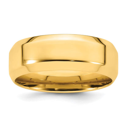 14K Gelbgold 8 mm Ehering mit abgeschrägter Kante und Komfort-Passform