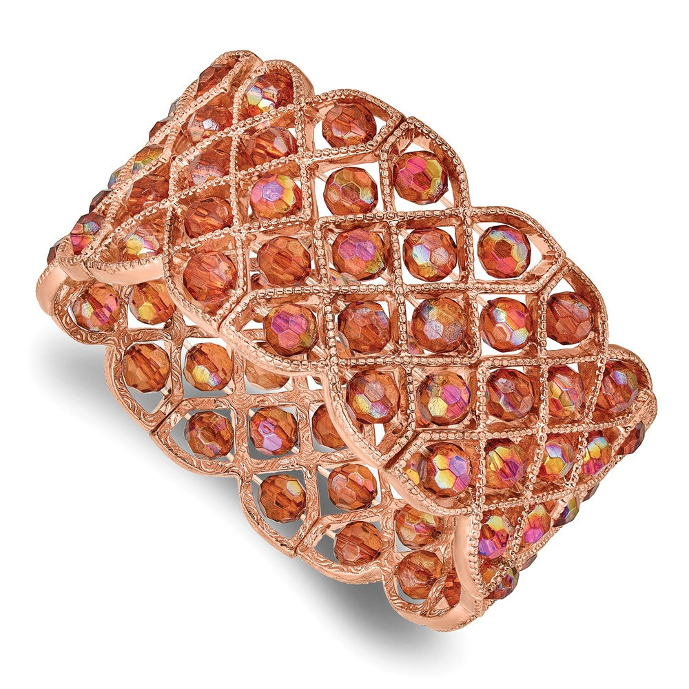 Mode 1928 Copper-tone Copper Acrylic Perlen Dehnbar Armband