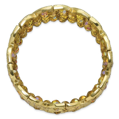 Mode 1928 Schmuck Messingfarben Breit Rahmen Olive Facettiert Acrylic Perlen Dehnbar Armband