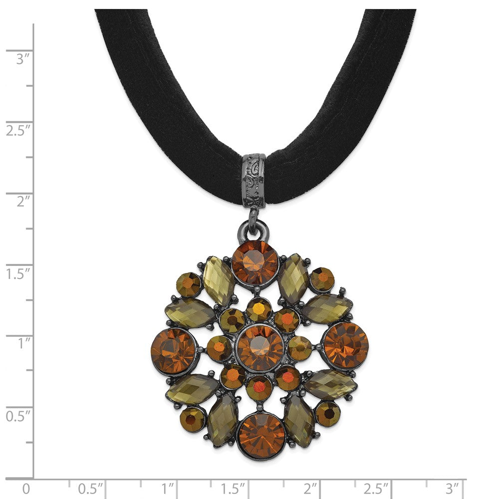 Mode 1928 Schmuck Schwarz-beschichtet Braun Smokey und Dunkel Colorado Glas & Acrylic Perlen Verstellbar 16 Zoll Schwarz Velour Kordel Halskette mit 3 Verlängerung