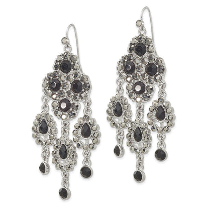 Mode 1928 Schmuck Silberfarben Jet Schwarz Glas Steine Chandelier Ohrhänger