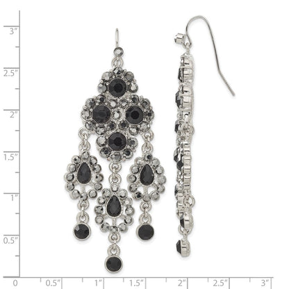 Mode 1928 Schmuck Silberfarben Jet Schwarz Glas Steine Chandelier Ohrhänger
