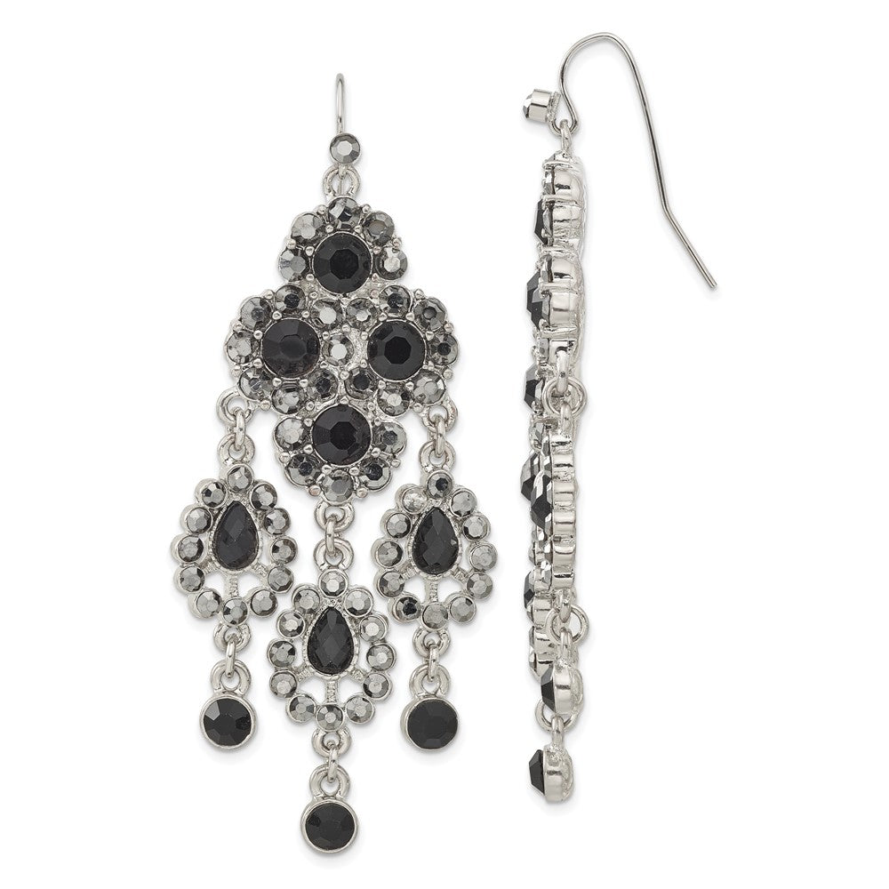 Mode 1928 Schmuck Silberfarben Jet Schwarz Glas Steine Chandelier Ohrhänger