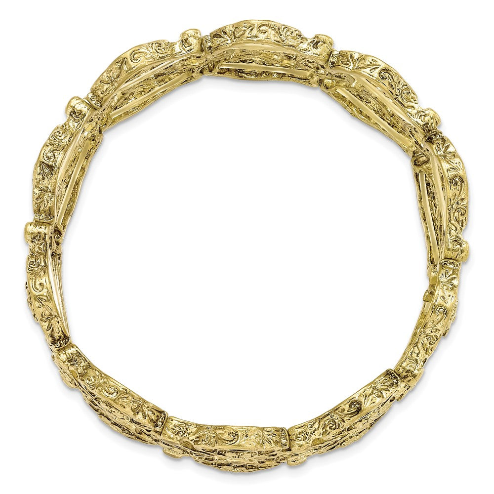 Mode 1928 Schmuck Messingfarben Breit Filigran Blumen Muster Glieder Dehnbar Armband