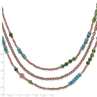 Mode 1928 Copper-tone Grün, Teal Blau & Braun Acrylic Perlen 42 Zoll Halskette