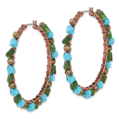 Mode 1928 Schmuck Copper-tone Grün Teal und Braun Facettiert Acrylic Perle Creolen