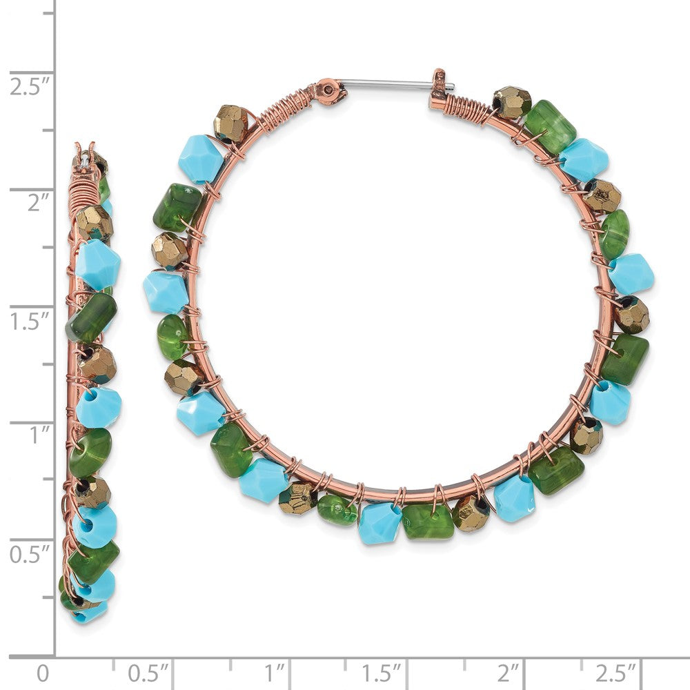 Mode 1928 Schmuck Copper-tone Grün Teal und Braun Facettiert Acrylic Perle Creolen