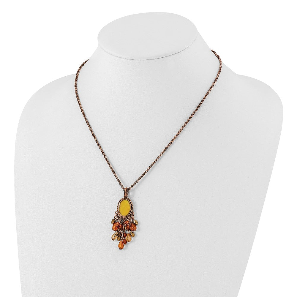 Mode 1928 Schmuck Copper-tone Oval Fram Perlmutt Mehrfarbig Facettiert Acrylic Perlen Cluster Verstellbar 16 Zoll Halskette mit 3 Verlängerung