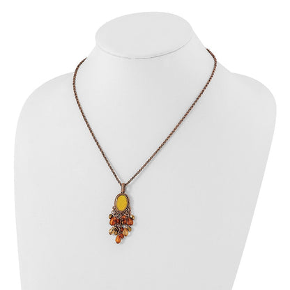 Mode 1928 Schmuck Copper-tone Oval Fram Perlmutt Mehrfarbig Facettiert Acrylic Perlen Cluster Verstellbar 16 Zoll Halskette mit 3 Verlängerung