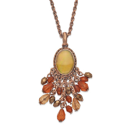 Mode 1928 Schmuck Copper-tone Oval Fram Perlmutt Mehrfarbig Facettiert Acrylic Perlen Cluster Verstellbar 16 Zoll Halskette mit 3 Verlängerung