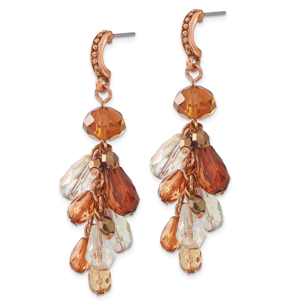 Mode 1928 Schmuck Copper-tone Mehrfarbig Braun Hues Facettiert Acrylic Perlen Cluster Hängend Ohrstecker