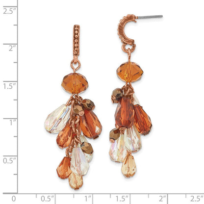 Mode 1928 Schmuck Copper-tone Mehrfarbig Braun Hues Facettiert Acrylic Perlen Cluster Hängend Ohrstecker