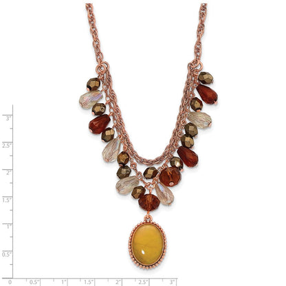 Mode 1928 Schmuck Copper-tone Mehrfarbig Facettiert Acrylic Perlen und Perlmutt Anhänger 16 Zoll Halskette mit 3 Verlängerung