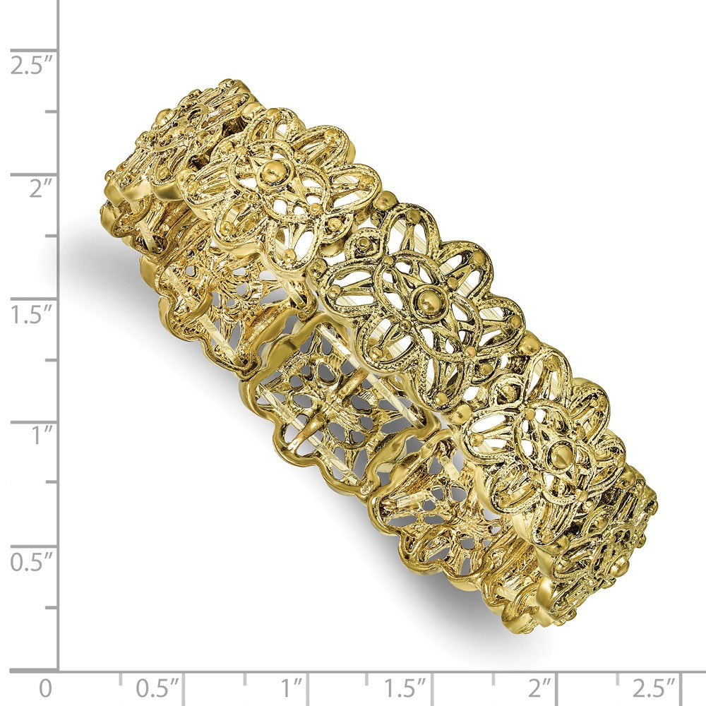 Mode 1928 Schmuck Messingfarben Filigran Knöpfe Dehnbar Armband