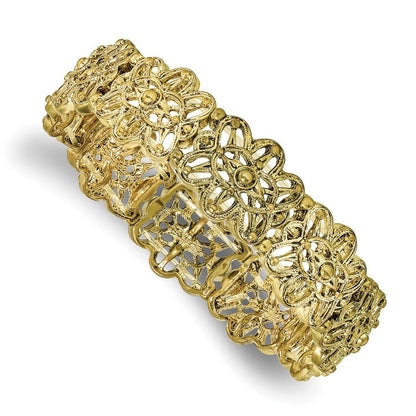 Mode 1928 Schmuck Messingfarben Filigran Knöpfe Dehnbar Armband