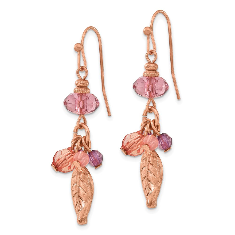 Mode 1928 Schmuck Roséfarben Blatt Rosa und Lila Facettiert Acrylic Perlen Ohrhänger