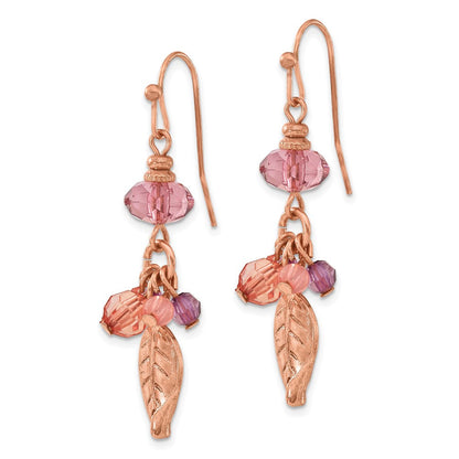Mode 1928 Schmuck Roséfarben Blatt Rosa und Lila Facettiert Acrylic Perlen Ohrhänger