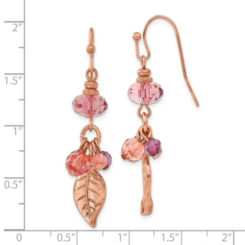 Mode 1928 Schmuck Roséfarben Blatt Rosa und Lila Facettiert Acrylic Perlen Ohrhänger