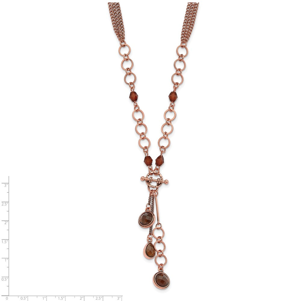Mode 1928 Schmuck Copper-tone Braun Facettiert Acrylic Perlen 16 Zoll Y Halskette mit 3 Verlängerung