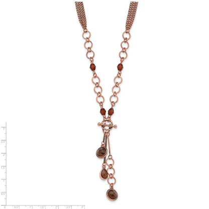 Mode 1928 Schmuck Copper-tone Braun Facettiert Acrylic Perlen 16 Zoll Y Halskette mit 3 Verlängerung