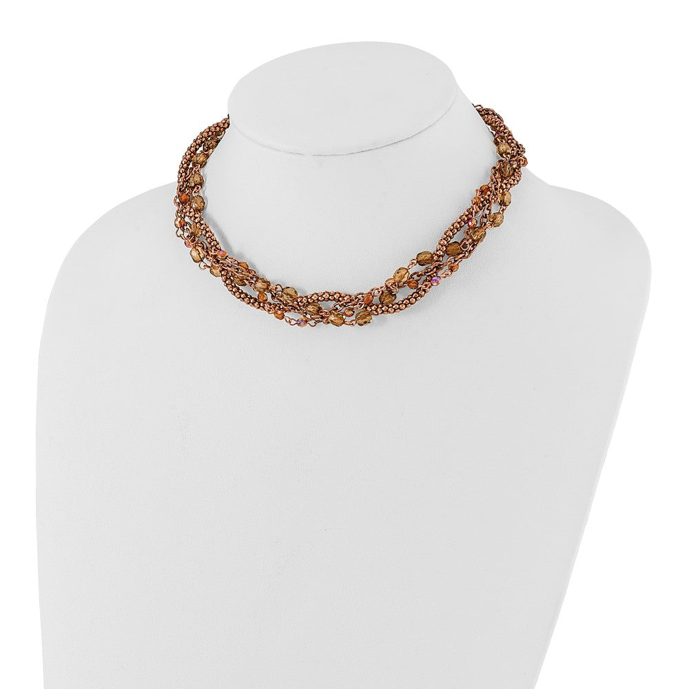 Mode 1928 Schmuck Copper-tone Five Strang Mehrfarbig Facettiert Acrylic Perlen Verstellbar 16 Zoll Gedreht Halskette mit 3 Verlängerung