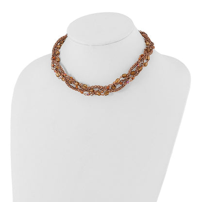 Mode 1928 Schmuck Copper-tone Five Strang Mehrfarbig Facettiert Acrylic Perlen Verstellbar 16 Zoll Gedreht Halskette mit 3 Verlängerung