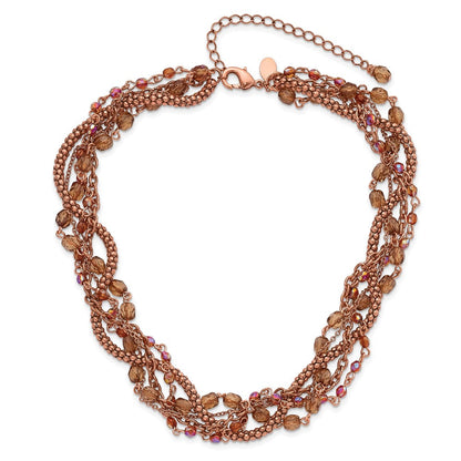 Mode 1928 Schmuck Copper-tone Five Strang Mehrfarbig Facettiert Acrylic Perlen Verstellbar 16 Zoll Gedreht Halskette mit 3 Verlängerung
