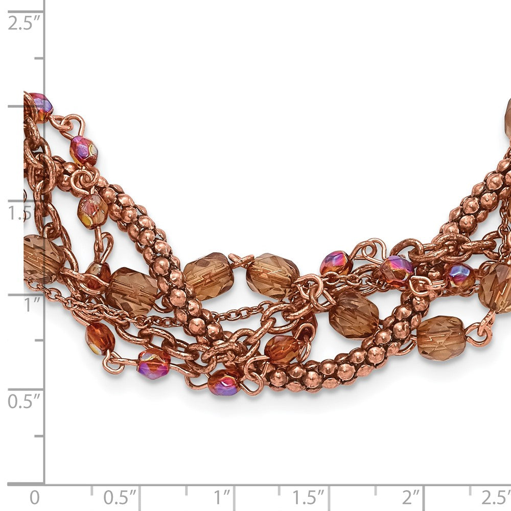Mode 1928 Schmuck Copper-tone Five Strang Mehrfarbig Facettiert Acrylic Perlen Verstellbar 16 Zoll Gedreht Halskette mit 3 Verlängerung