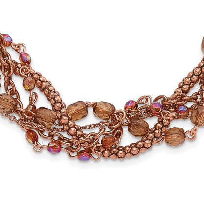 Mode 1928 Schmuck Copper-tone Five Strang Mehrfarbig Facettiert Acrylic Perlen Verstellbar 16 Zoll Gedreht Halskette mit 3 Verlängerung