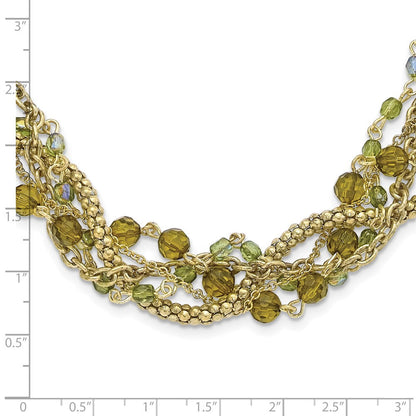 Mode 1928 Schmuck Messingfarben Five Strang Facettiert Grün Acrylic Perlen Verstellbar 16 Zoll Gedreht Halskette mit 3 Verlängerung