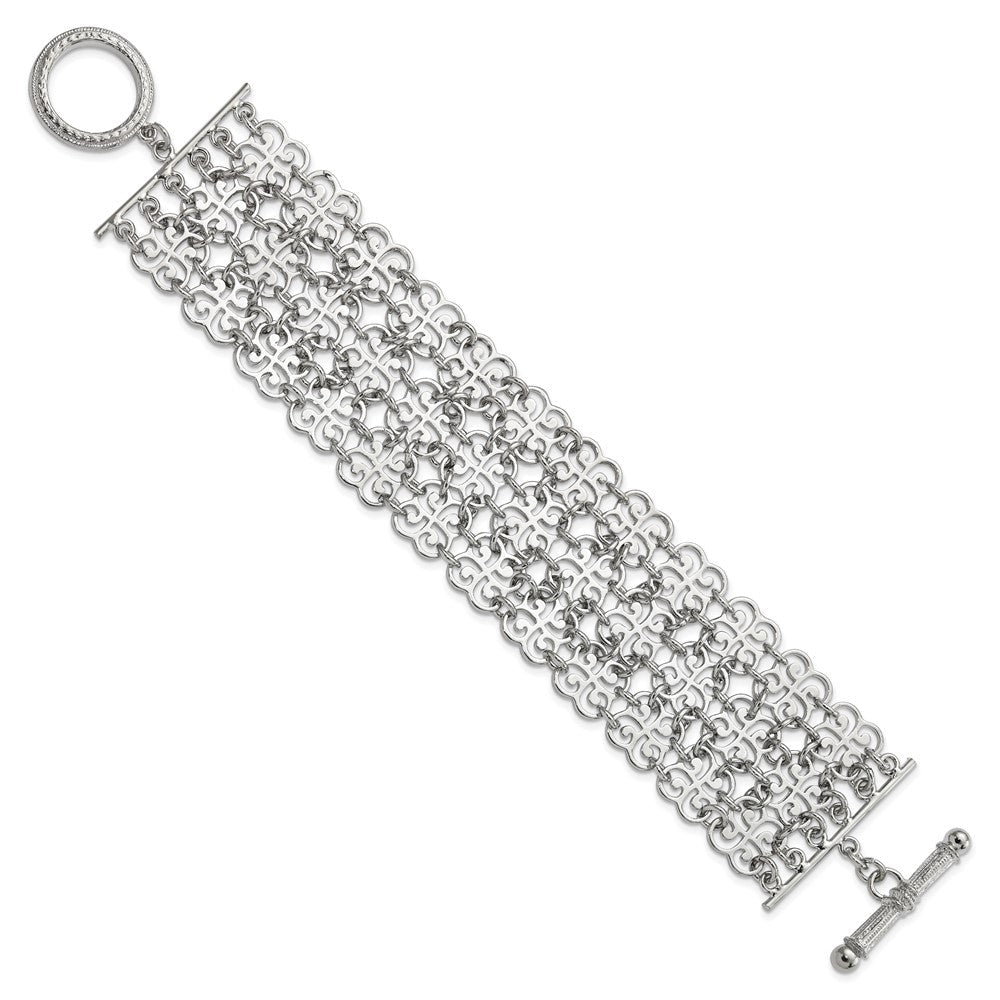 Mode 1928 Schmuck Silberfarben Fantasie Blumen Glieder 8 Zoll Knebel Armband