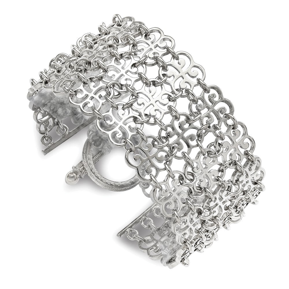 Mode 1928 Schmuck Silberfarben Fantasie Blumen Glieder 8 Zoll Knebel Armband