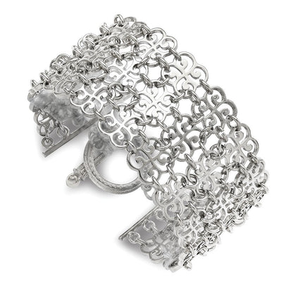 Mode 1928 Schmuck Silberfarben Fantasie Blumen Glieder 8 Zoll Knebel Armband