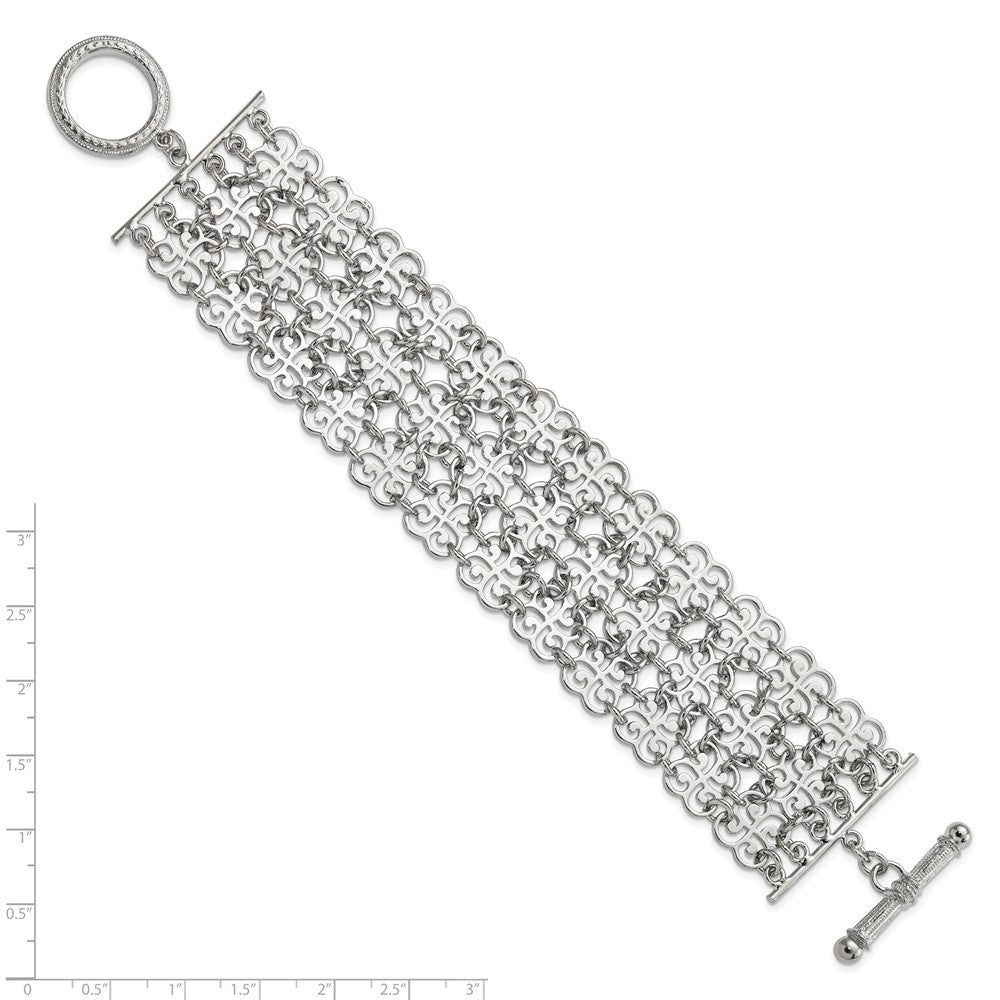 Mode 1928 Schmuck Silberfarben Fantasie Blumen Glieder 8 Zoll Knebel Armband