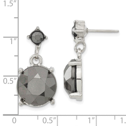 Mode 1928 Schmuck Silberfarben Hematite Acrylic Facettiert Steine Hängend Ohrstecker