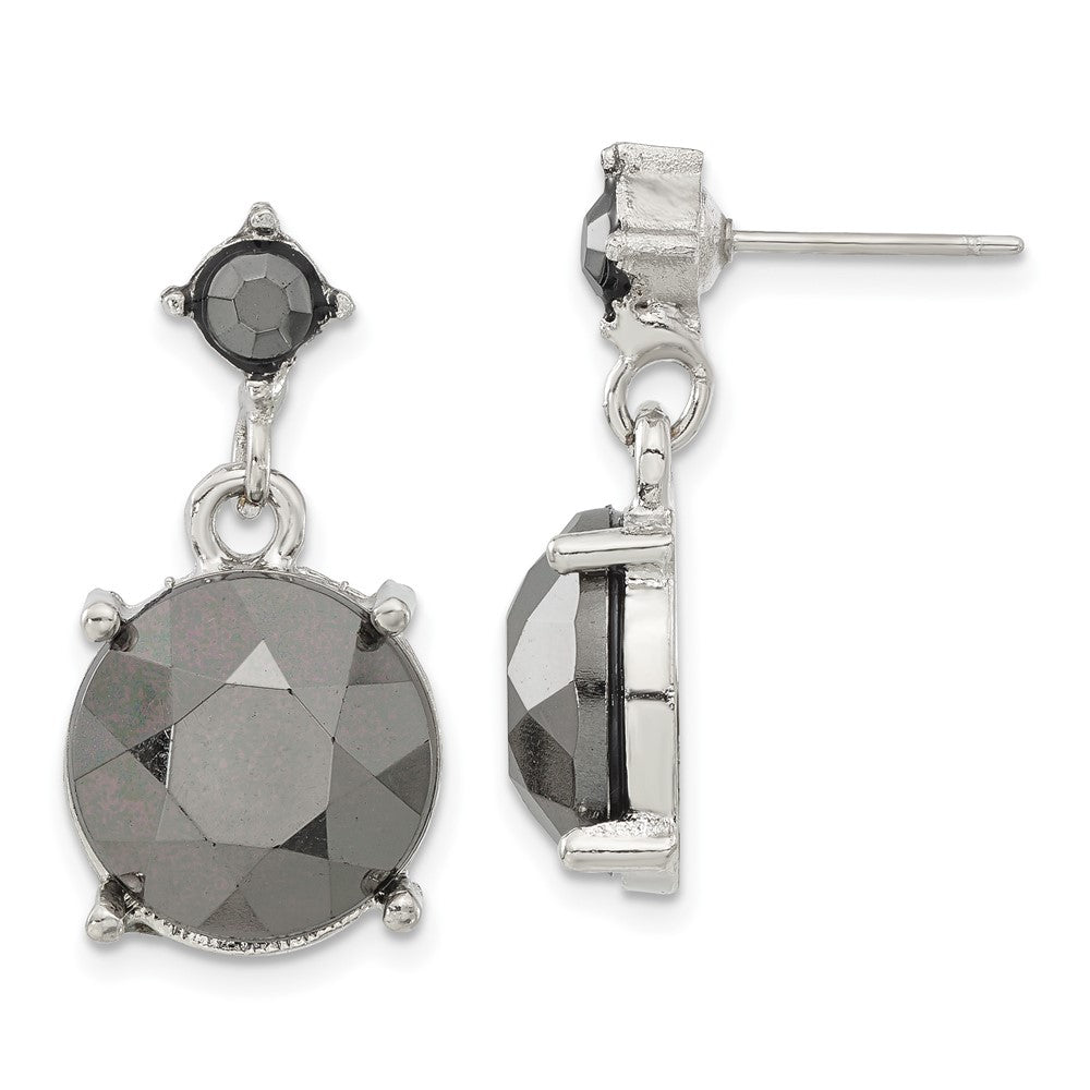 Mode 1928 Schmuck Silberfarben Hematite Acrylic Facettiert Steine Hängend Ohrstecker