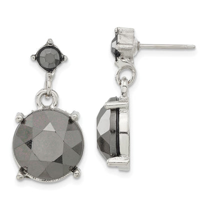 Mode 1928 Schmuck Silberfarben Hematite Acrylic Facettiert Steine Hängend Ohrstecker