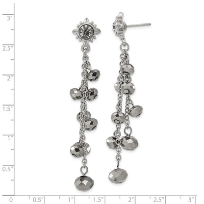 Mode 1928 Schmuck Silberfarben Hematite Glas Stein und Facettiert Perlen Cluster Lang Hängend Ohrstecker
