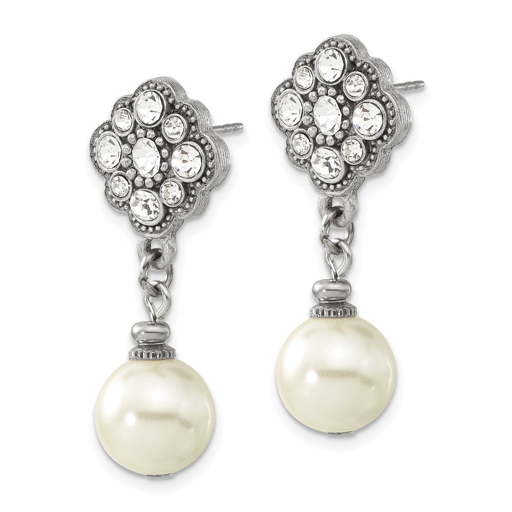 Mode 1928 Silberfarben 10mm Cultura Imitat Perle und Kristall Ohrhänger