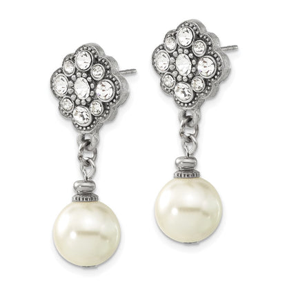 Mode 1928 Silberfarben 10mm Cultura Imitat Perle und Kristall Ohrhänger
