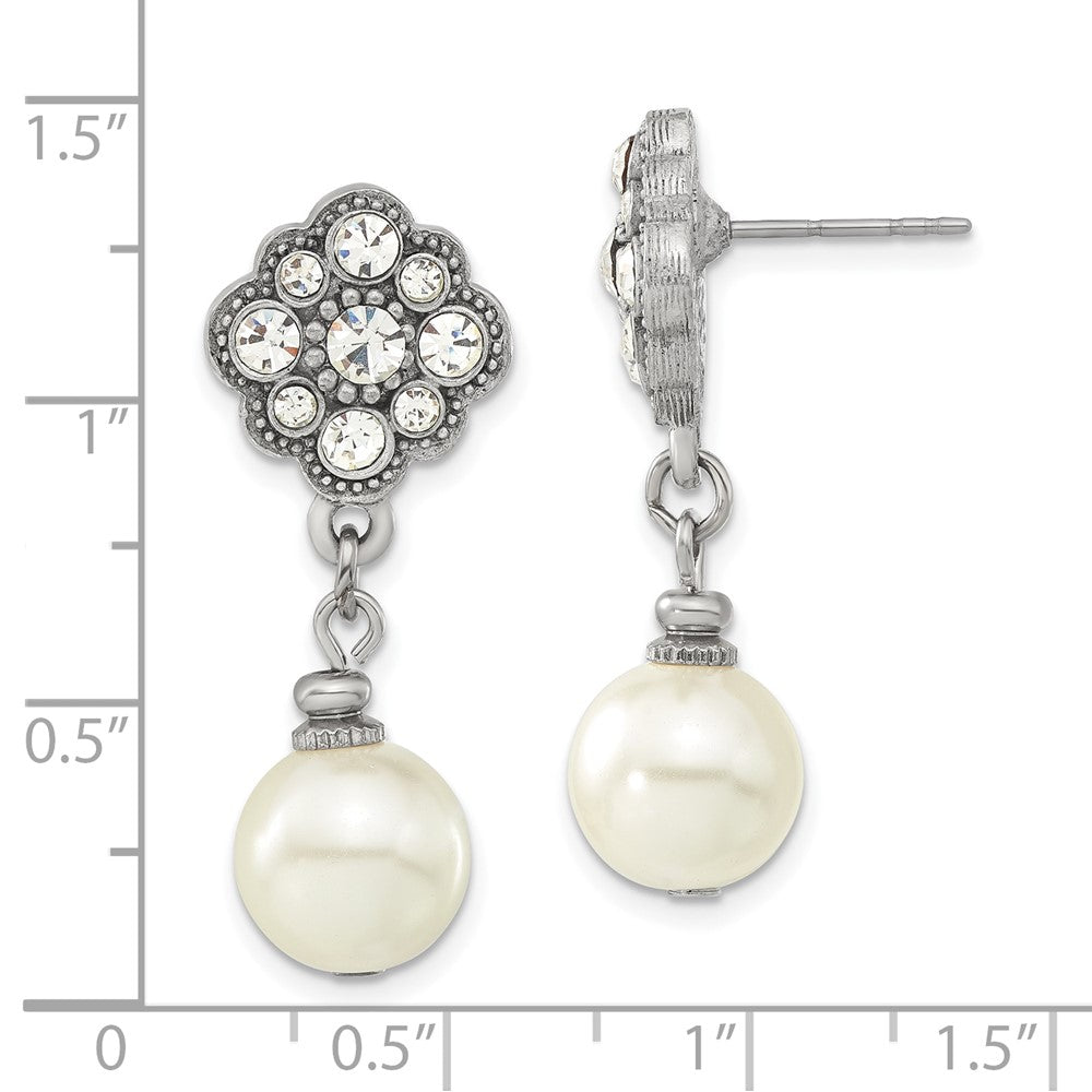 Mode 1928 Silberfarben 10mm Cultura Imitat Perle und Kristall Ohrhänger