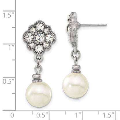 Mode 1928 Silberfarben 10mm Cultura Imitat Perle und Kristall Ohrhänger