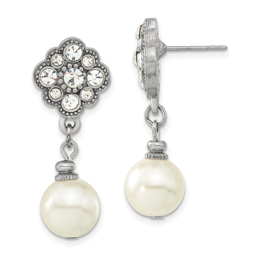 Mode 1928 Silberfarben 10mm Cultura Imitat Perle und Kristall Ohrhänger