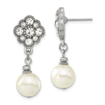 Mode 1928 Silberfarben 10mm Cultura Imitat Perle und Kristall Ohrhänger