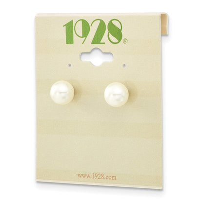Mode 1928 Schmuck Goldfarben 8mm Ivory Imitat Perle Stecker Ohrstecker