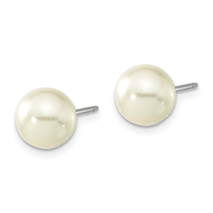 Mode 1928 Schmuck Goldfarben 8mm Ivory Imitat Perle Stecker Ohrstecker